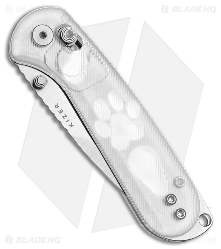 Kizer Buddy II Clutch Lock Knife White/Clear Acrylic (3" Satin AEB-L)