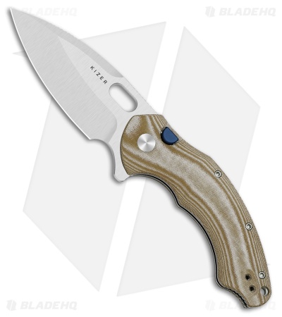 Kizer Roach XL Button Liner Lock Knife Norplex Ultrex Micarta (3.5" Satin) 
