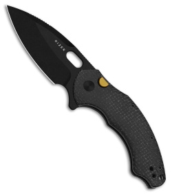 Kizer Roach XL Button Liner Lock Knife Black Micarta (3.5" Black PVD/SW)