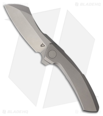 Vanguard Knives Mini Cleaver Frame Lock Knife Gray Titanium (3" Stonewash)