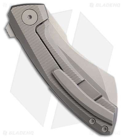 Vanguard Knives Mini Cleaver Frame Lock Knife Gray Titanium (3" Stonewash)