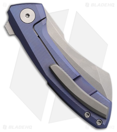 Vanguard Knives Mini Cleaver Frame Lock Knife Blue Titanium (3" Stonewash)