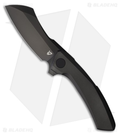 Vanguard Knives Mini Cleaver Frame Lock Knife Black Titanium (3" Stonewash)