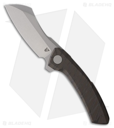 Vanguard Knives Mini Cleaver Frame Lock Knife Flame Titanium (3" Stonewash)