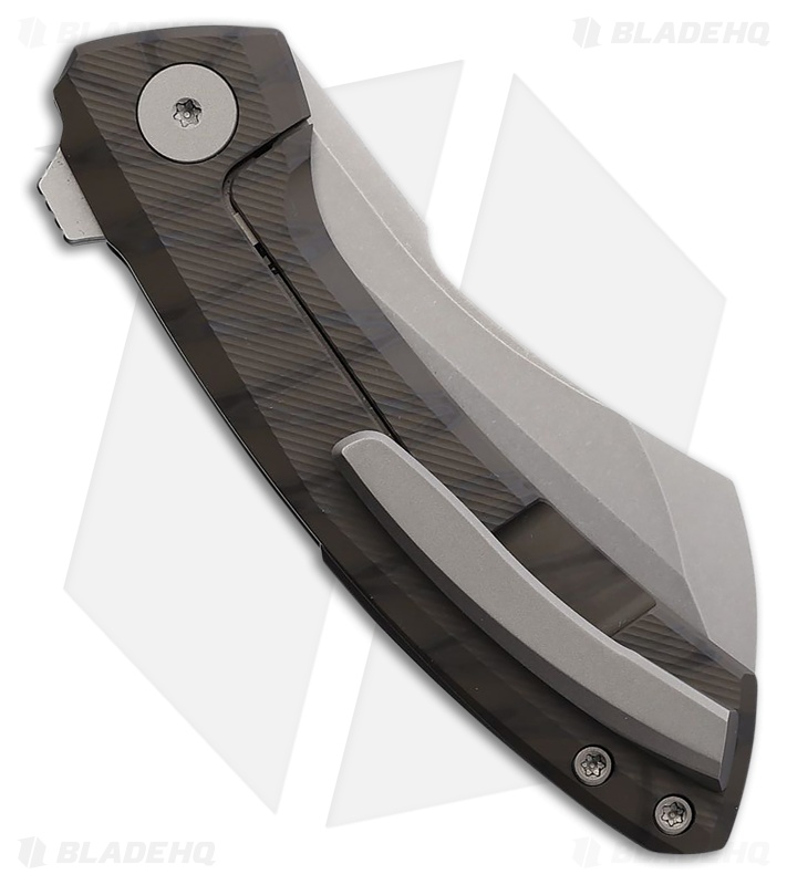Vanguard Knives Mini Cleaver Frame Lock Knife Flame Titanium (3" Stonewash)