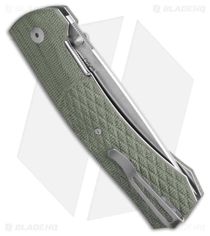 Viper Knives Safe ASLS Liner Lock Knife Green Canvas Micarta (3.75" Stonewash)