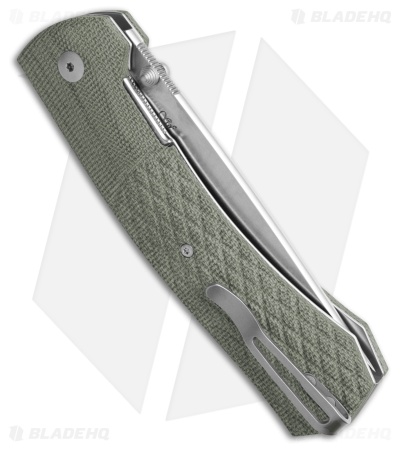 Viper Knives Safe ASLS Liner Lock Knife Green Canvas Micarta (3.75" Stonewash)