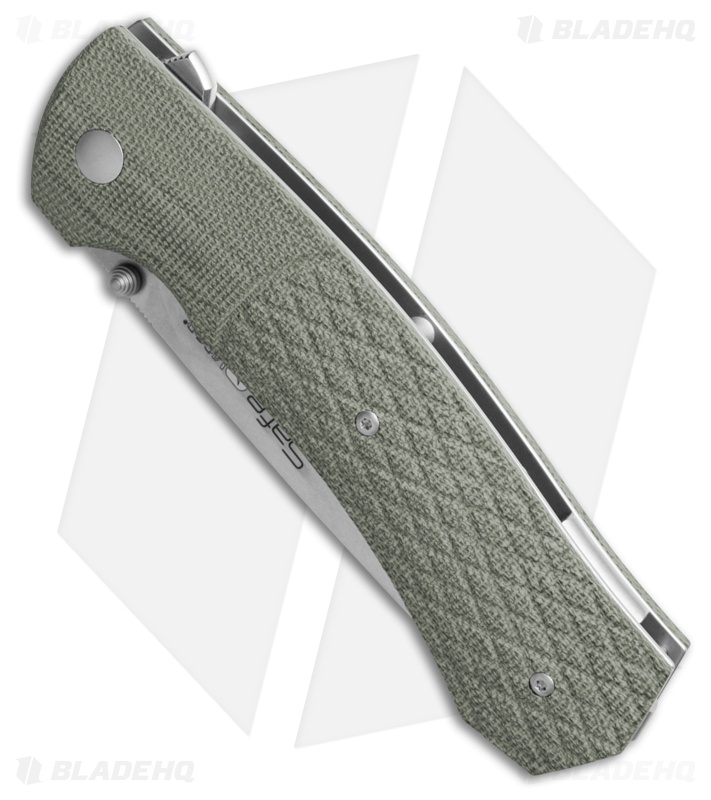 Viper Knives Safe ASLS Liner Lock Knife Green Canvas Micarta (3.75" Stonewash)