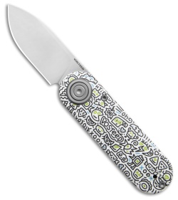 Vosteed Corgi V Vanchor Lock Knife White Doodle Monster G-10 (2.4" Satin)