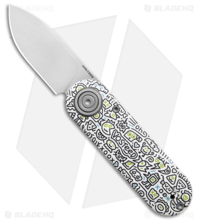Vosteed Corgi V Vanchor Lock Knife White Doodle Monster G-10 (2.4" Satin)
