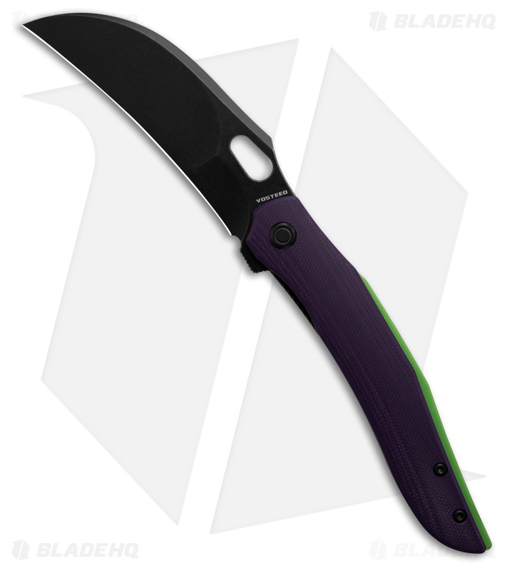 Vosteed Griffin Pocket Knife Purple G-10 Hawkbill 14C28N