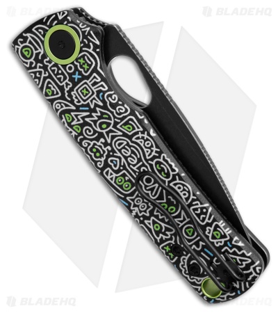 Vosteed Porcupine Top Liner Lock Knife Black Doodle Monster G-10 (3" Black SW)