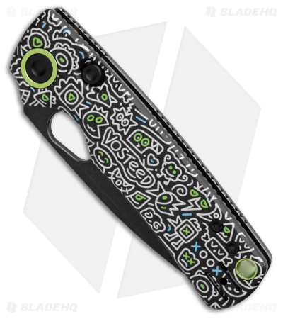 Vosteed Porcupine Top Liner Lock Knife Black Doodle Monster G-10 (3" Black SW)