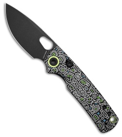 Vosteed Porcupine Top Liner Lock Knife Black Doodle Monster G-10 (3" Black SW)