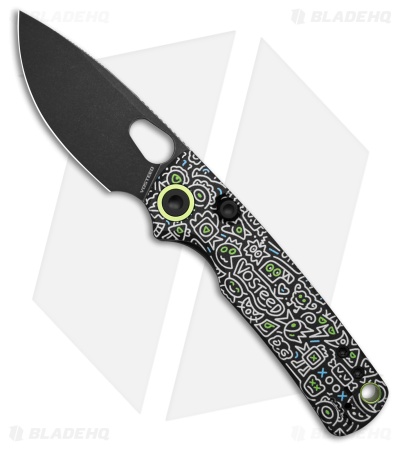 Vosteed Porcupine Top Liner Lock Knife Black Doodle Monster G-10 (3" Black SW)