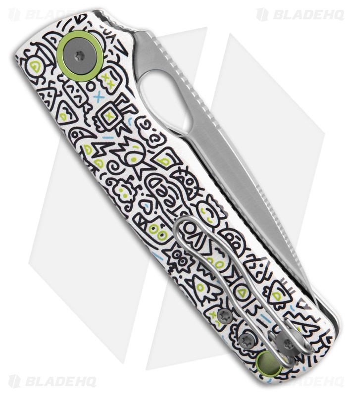 Vosteed Porcupine Top Liner Lock Knife White Doodle Monster G-10 (3" Satin)