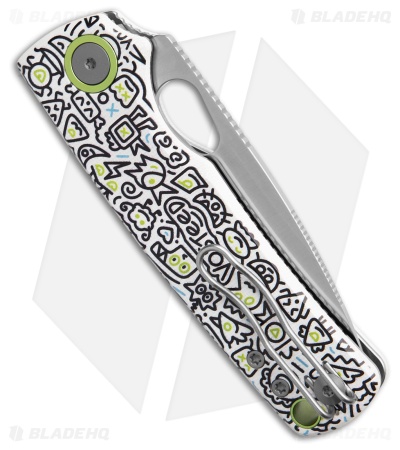 Vosteed Porcupine Top Liner Lock Knife White Doodle Monster G-10 (3" Satin)