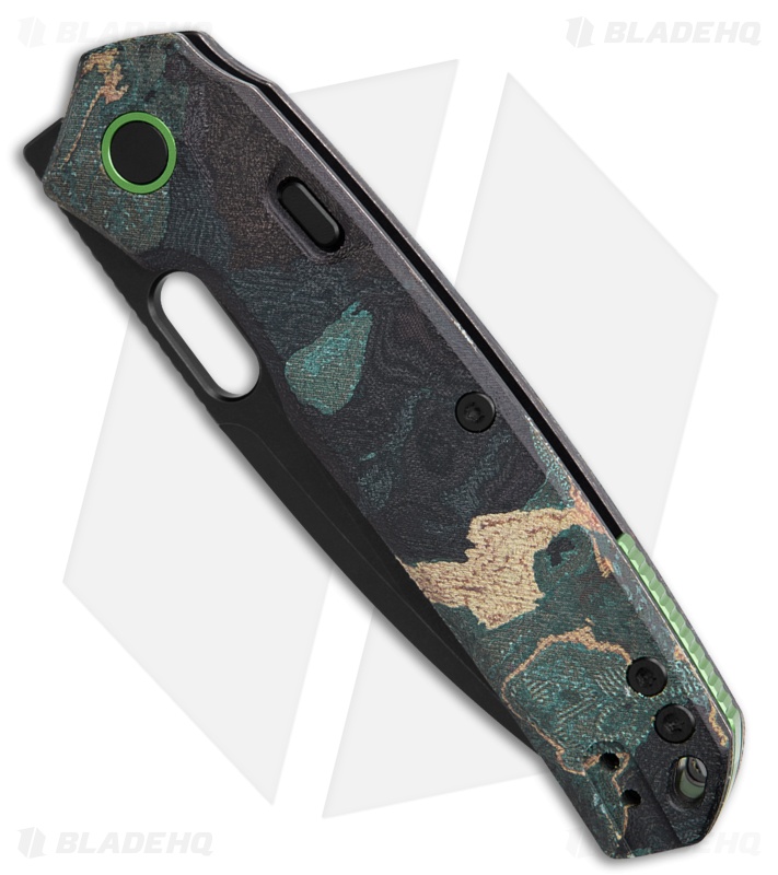 Vosteed Psyop Knife Canvas Rag Burl - Blue Current Micarta (3.3" Black SW Elmax)