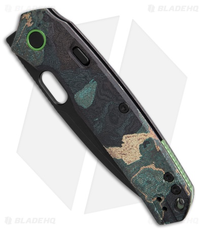 Vosteed Psyop Knife Canvas Rag Burl - Blue Current Micarta (3.3" Black SW Elmax)