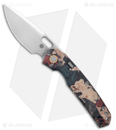 Vosteed Psyop Knife Canvas Rag Burl - Red Current Micarta (3.3" Satin Elmax)