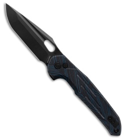 Vosteed Thunderbird Button Lock Knife Blue G-10 (3.2" Black Stonewash M390)