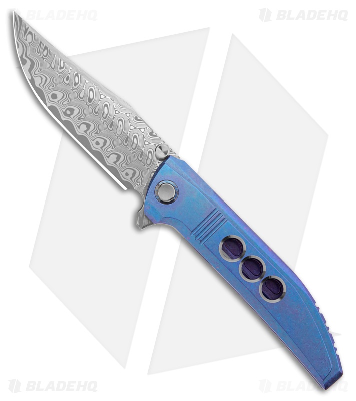 WE Knife Co. Ezinta Integral Frame Lock Knife Blue/Purple Ti (3.9" Damasteel)