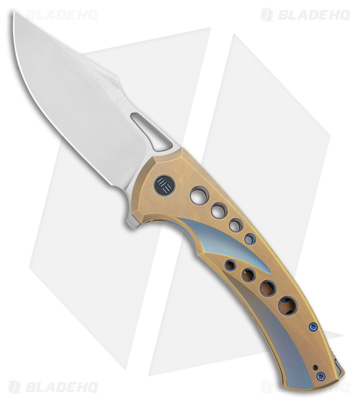 WE Knife Co. Swiftfin Frame Lock Knife Gold/Blue Titanium (3.8" Satin)