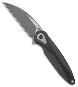 WE Knife Co. Zenthra Frame Lock Knife Gray Titanium + Twill CF (3.3" Gray SW)