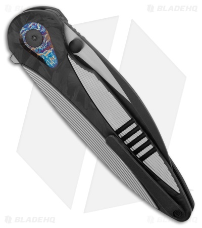 WE Knife Co. Zenthra Frame Lock Knife Two-Tone Ti + Shredded CF (3.3" Black SW)