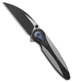 WE Knife Co. Zenthra Frame Lock Knife Two-Tone Ti + Shredded CF (3.3" Black SW)