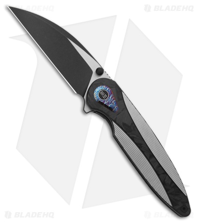 WE Knife Co. Zenthra Frame Lock Knife Two-Tone Ti + Shredded CF (3.3" Black SW)