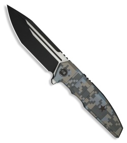 WE Knife Co. Breach Frame Lock Knife Pixel Pattern Ti (3.9" Black SW/Satin)