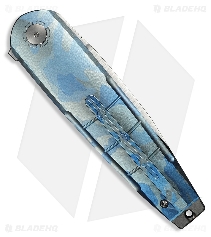 WE Knife Co. Hull Liner Lock Knife Blue Terrain Ti & Gray Endcap (3.9" Satin)