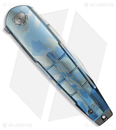 WE Knife Co. Hull Liner Lock Knife Blue Terrain Ti & Gray Endcap (3.9" Satin)