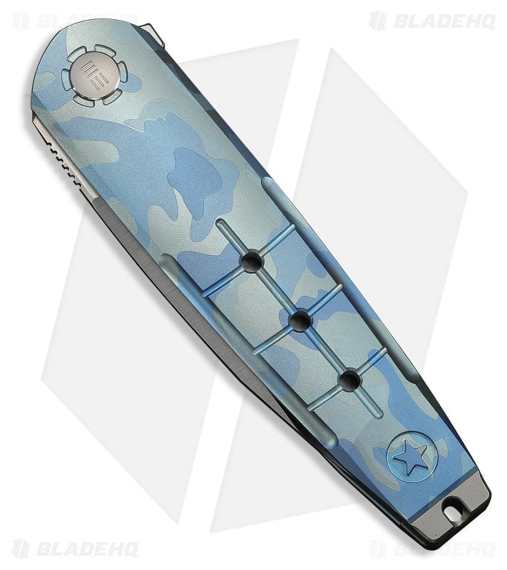 WE Knife Co. Hull Liner Lock Knife Blue Terrain Ti & Gray Endcap (3.9" Satin)