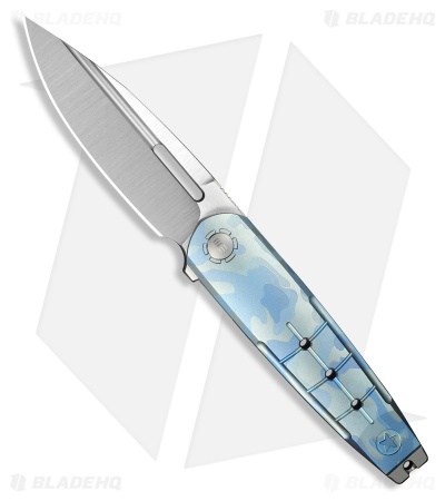 WE Knife Co. Hull Liner Lock Knife Blue Terrain Ti & Gray Endcap (3.9" Satin)