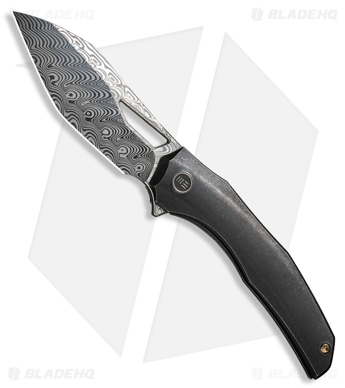 WE Knife Co. Ignio Frame Lock Knife Black SW Titanium (3.5" Damasteel)