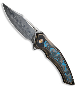 WE Knife Co. Orpheus Knife Dark Bronze Ti/Arctic Storm CF Inlay (3.5" Damascus)