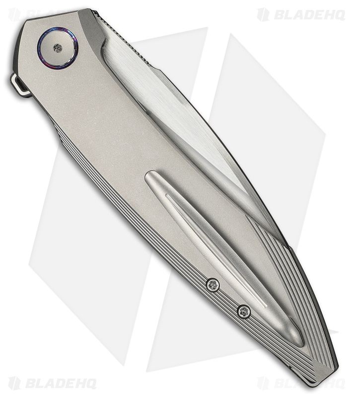 WE Knife Co. Fluxor Liner Lock Knife Gray Titanium (4" Hand Satin)