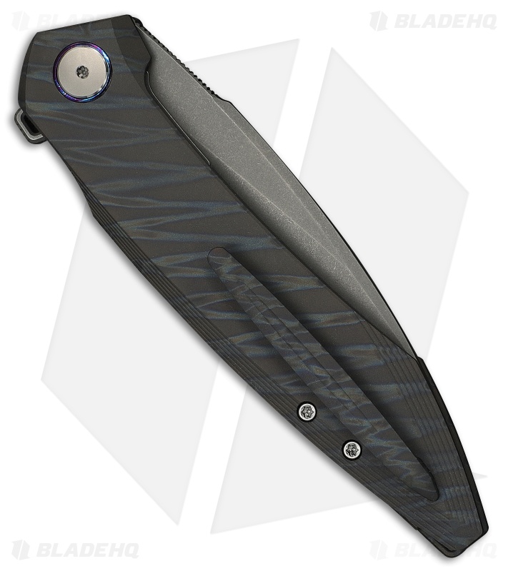 WE Knife Co. Fluxor Liner Lock Knife Tiger Striped Flamed Titanium (4" Gray SW)