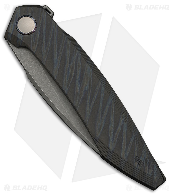 WE Knife Co. Fluxor Liner Lock Knife Tiger Striped Flamed Titanium (4" Gray SW)