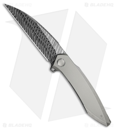 WE Knife Co. Fluxor Knife Polished/Bead Blast Ti Damascus
