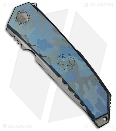WE Knife Co. Capstan Frame Lock Knife Blue Terrain Titanium (3.9" Satin)