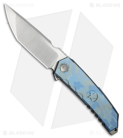 WE Knife Co. Capstan Frame Lock Knife Blue Terrain Titanium (3.9" Satin)