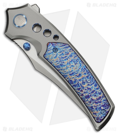 WE Knife Co. Skynix Frame Lock Knife Gray Titanium + Flamed Ti (3.7" Stonewash)