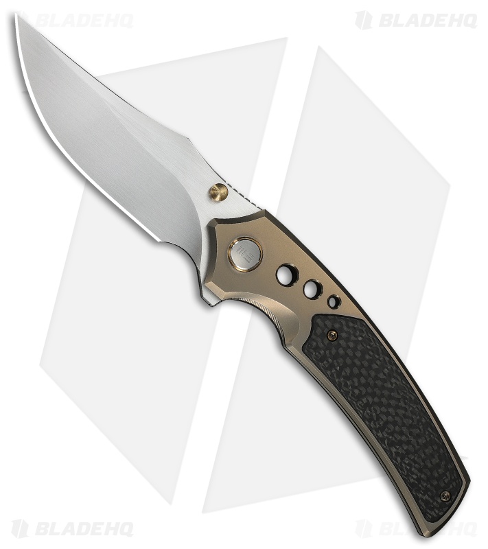WE Knife Co. Skynix Frame Lock Knife Champagne Ti + Twill CF (3.7" Satin)