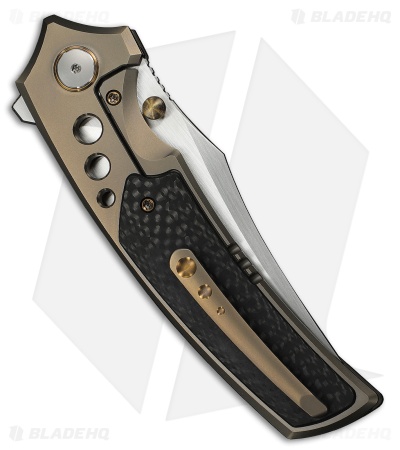 WE Knife Co. Skynix Frame Lock Knife Champagne Ti + Twill CF (3.7" Satin)