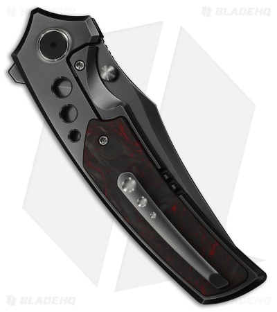 WE Knife Co. Skynix Frame Lock Knife Polished Gray Ti + Red CF (3.7" Gray)
