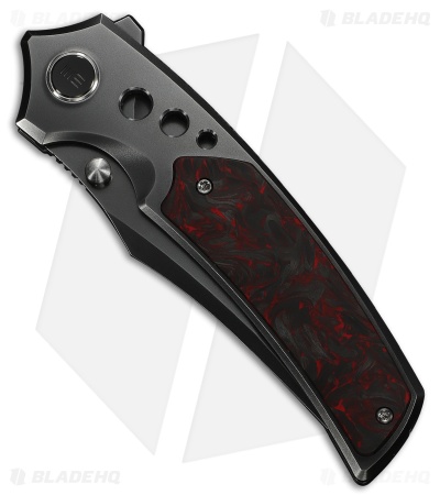 WE Knife Co. Skynix Frame Lock Knife Polished Gray Ti + Red CF (3.7" Gray)