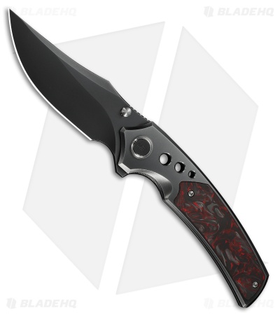 WE Knife Co. Skynix Frame Lock Knife Polished Gray Ti + Red CF (3.7" Gray)